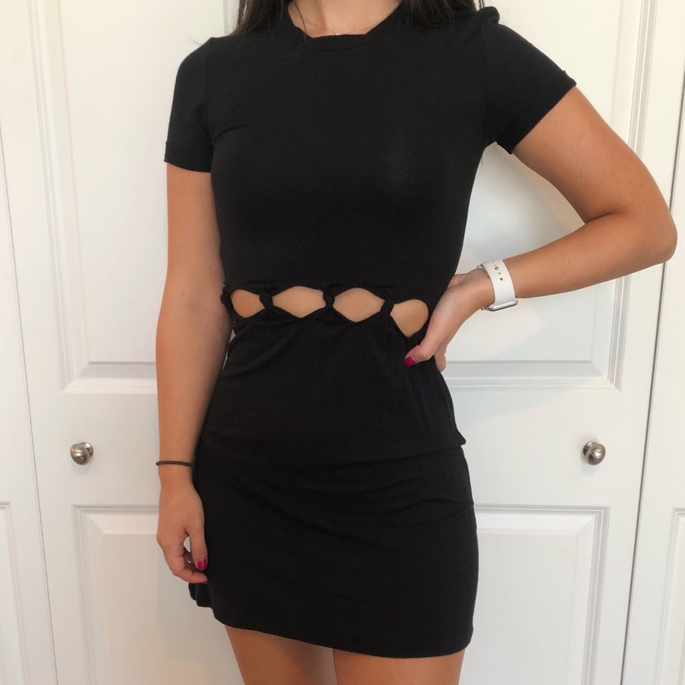 Black Cutout T-shirt Dress